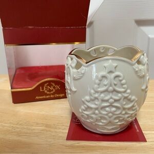 LENOX merry lights tree votive tea light holder classic ivory with gold holiday